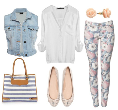 Spring Summer Trend Floral Denim Jeans Outfit 1