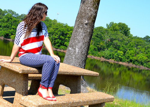 Red White Blue Stripes Polka Dots 1