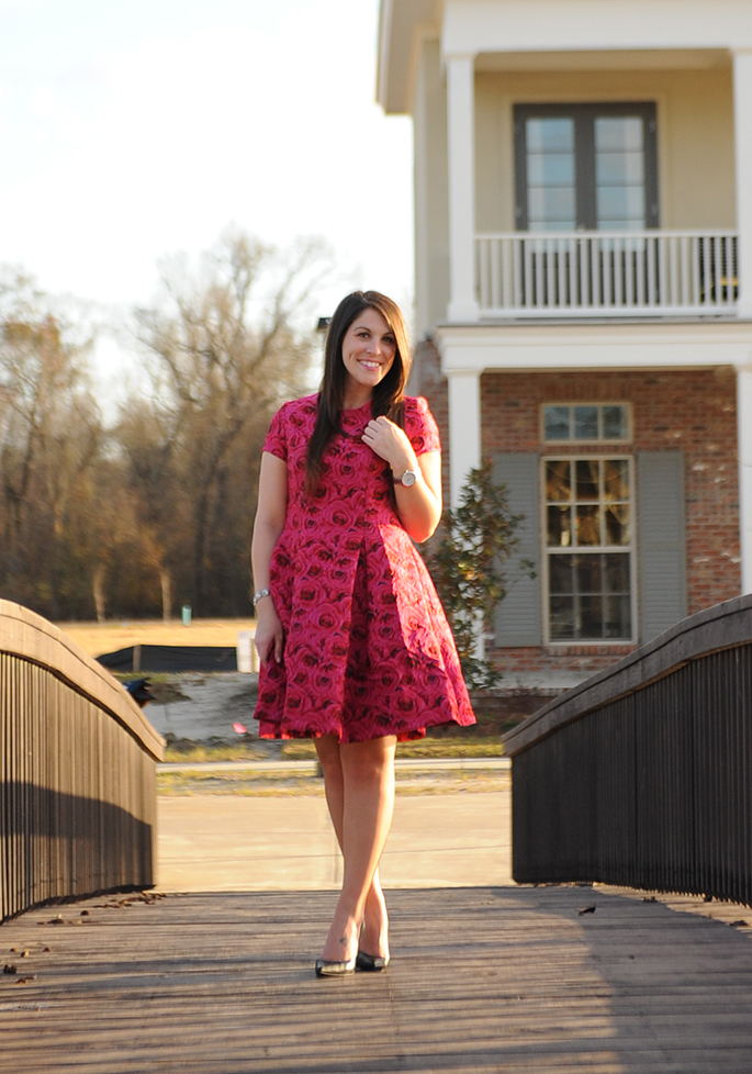 A Southern Flair Valentine in rose floral dress from Nordstrom