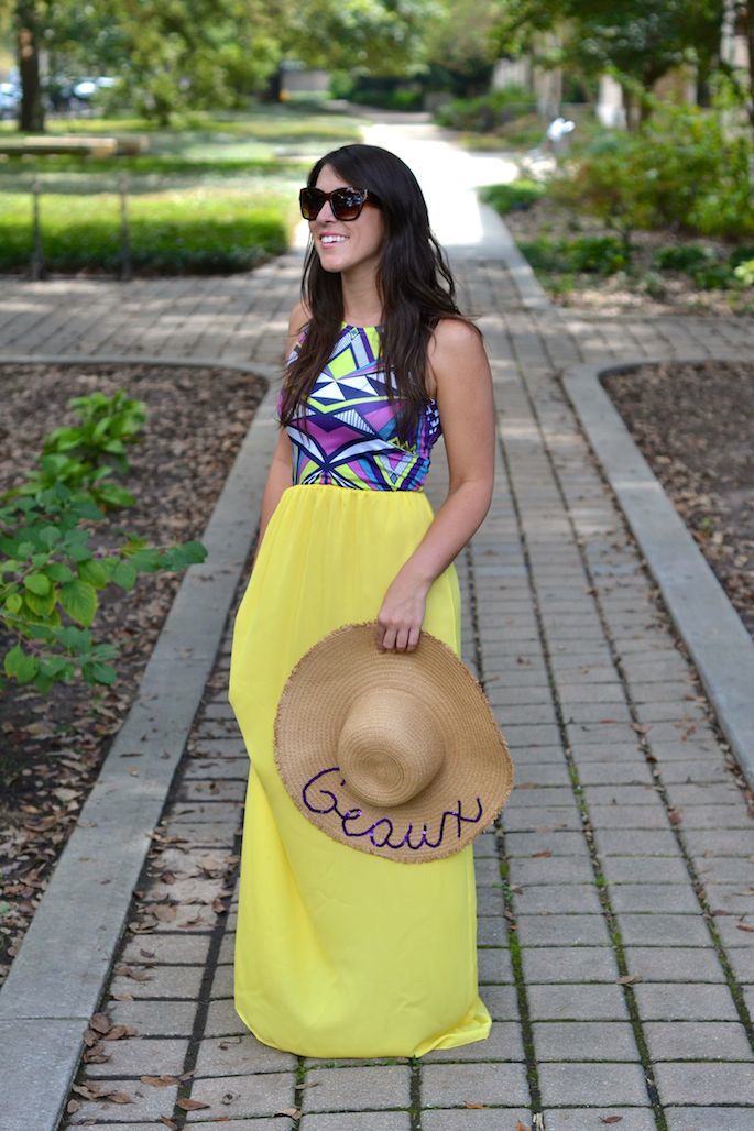 DIY GEAUX Text Floppy Hat with Sequin Writing -- perfect for LSU football season! | Southern Flair