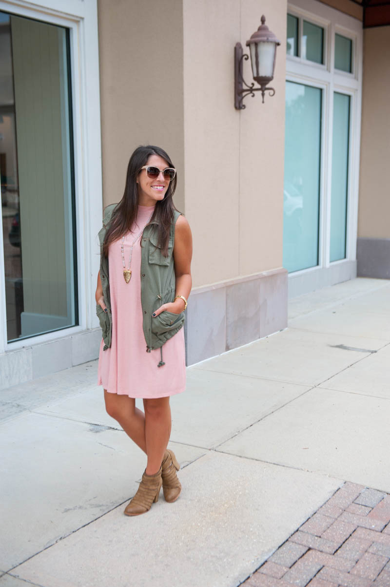 But it's September and Pumpkin Spice everything is taking over and people are already decorating for Halloween. So today I'm sharing my two easiest tips for making your look feel a bit more fall-ish. You can't go wrong with a vest and ankle boots and you'll feel more in the fall spirit. Add a vest for simple light layers and ditch the sandals for a "breathable" pair of ankle boots.