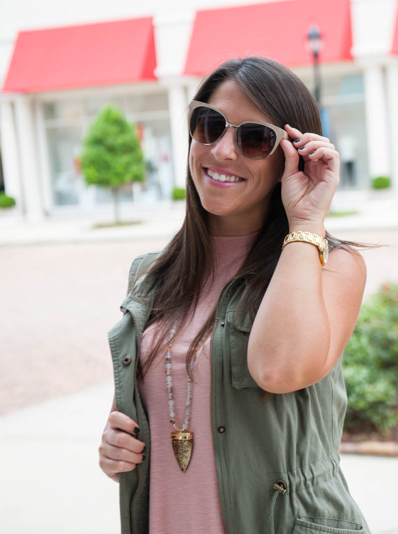 Pink Dress paired with a lightweight cargo vest for easy fall transitions | Southern Flair