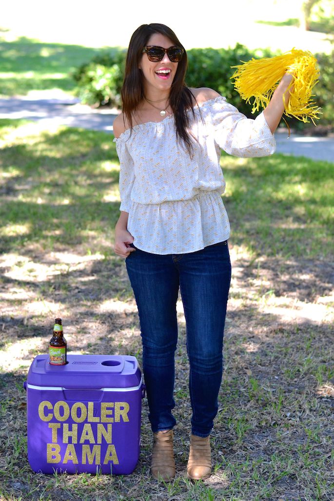 LSU Inspired Cooler Than Bama Ice Chest - easy DIY that's perfect for tailgating season!
