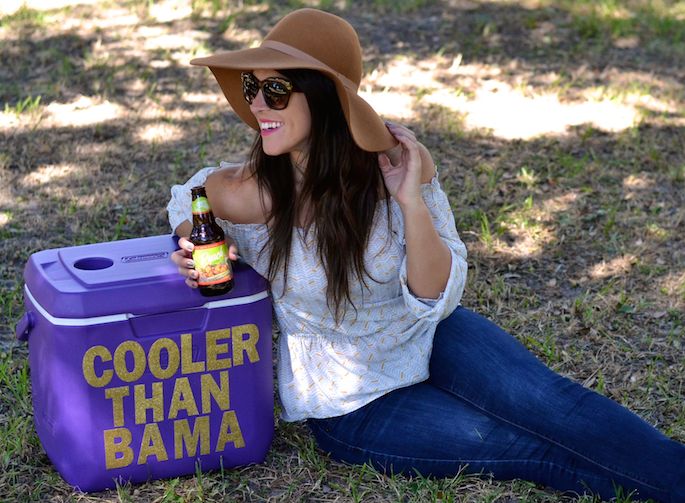 LSU Inspired Cooler Than Bama Ice Chest - easy DIY that's perfect for tailgating season!