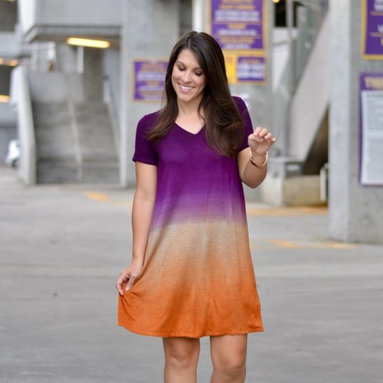 Tie Dye Purple & Gold Dress - Perfect for LSU Game Day and Tailgating for football season