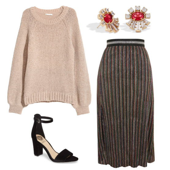 How to style an oversized sweater with a pleated skirt