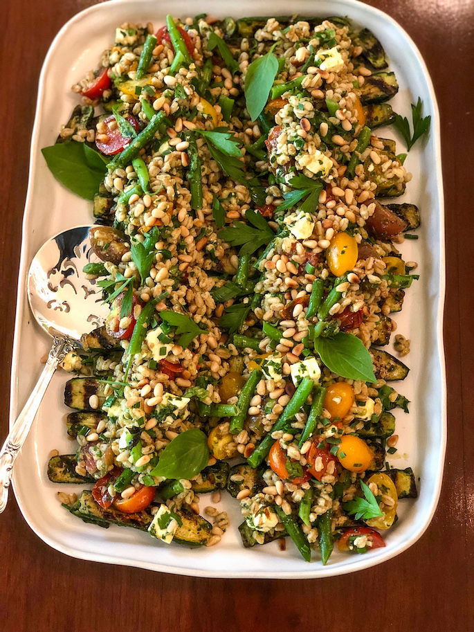 Grilled Zucchini & Farro Salad with Basil Vinaigrette