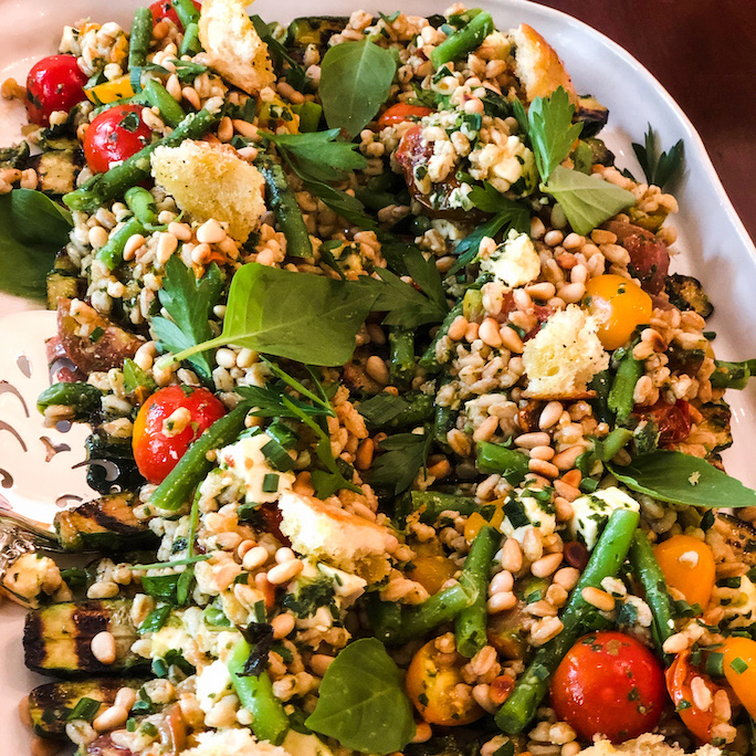 Grilled Zucchini & Farro Salad with Basil Vinaigrette
