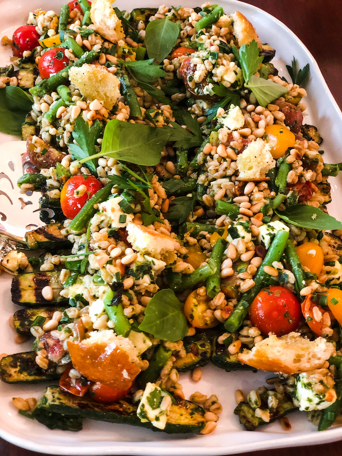 Grilled Zucchini & Farro Salad with Basil Vinaigrette