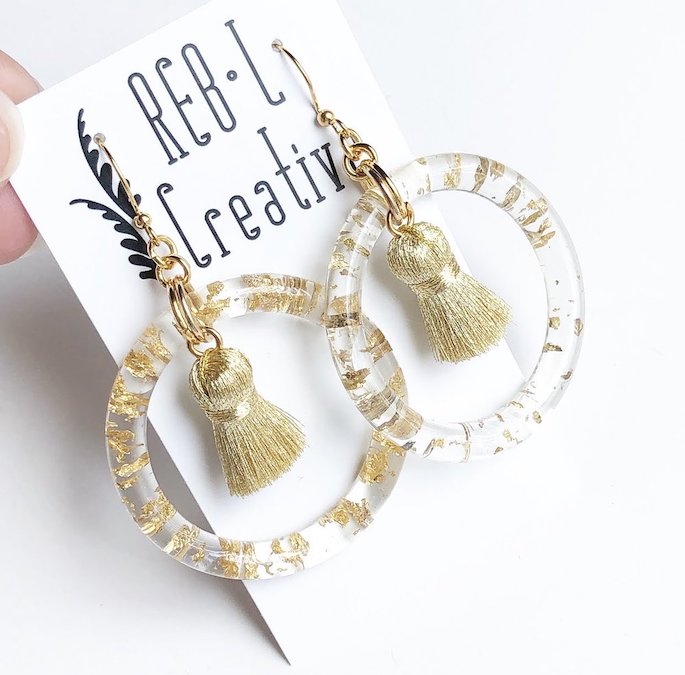 Gold Tassel Acrylic Earrings